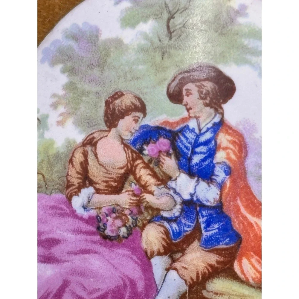 Vtg French FRAGONARD Porcelain Cameo Framed ORNATE Velvet Hollywood Regency